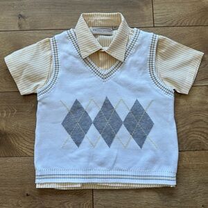 Boutique Collection 2-Piece Outfit | Size 3T | Argyle Sweater Vest & Shirt Set